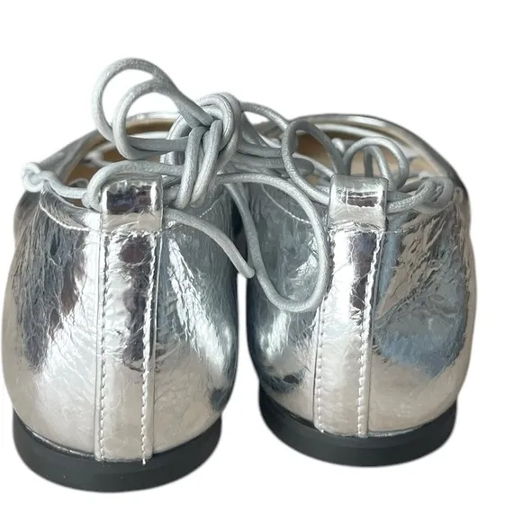 NWOB Dolce Vita RYDER Lace Up silver Ballet Flats size 8