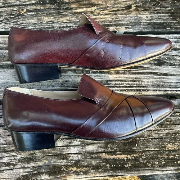 NWOB Giorgio Brutini Men's Genuine Kidskin Wine Slip On Dress Loafers Size 12