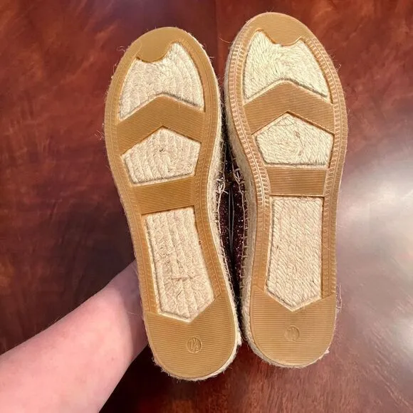NWOB Kate Spade Linds Too Rose Gold Multi Glitter Espadrilles Flats Shoes 7.5