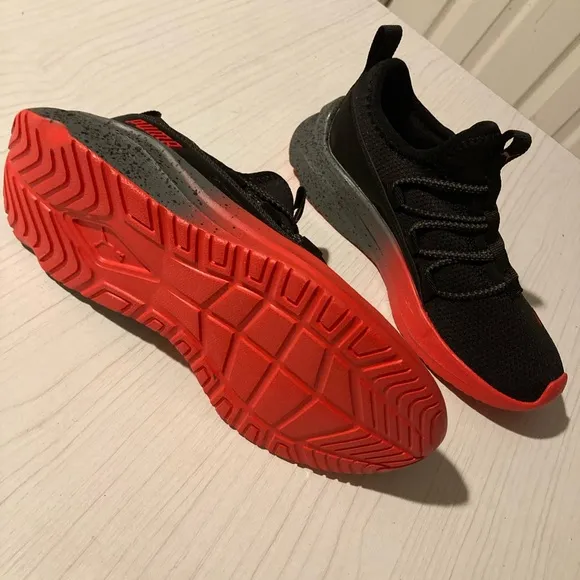 NWOB Puma Black Sneakers with Red Accents