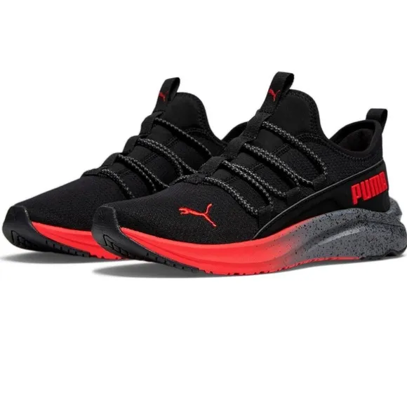 NWOB Puma Black Sneakers with Red Accents