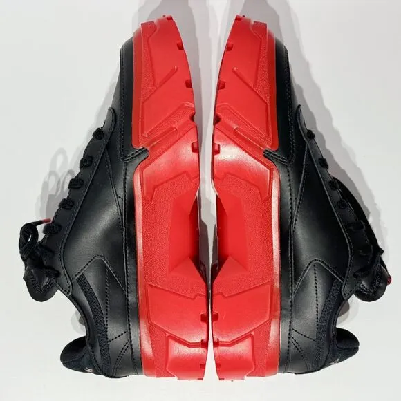 NWOB Reebok Cardi B Club C Black Red Leather Chunky Sneakers Women's Size 8.5