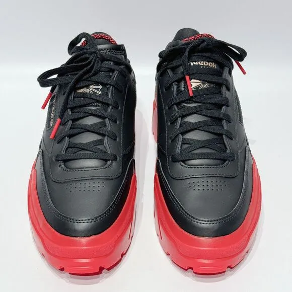 NWOB Reebok Cardi B Club C Black Red Leather Chunky Sneakers Women's Size 8.5