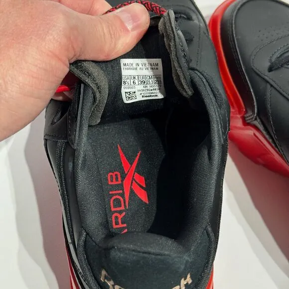NWOB Reebok Cardi B Club C Black Red Leather Chunky Sneakers Women's Size 8.5