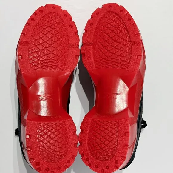 NWOB Reebok Cardi B Club C Black Red Leather Chunky Sneakers Women's Size 8.5
