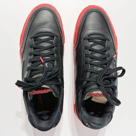 NWOB Reebok Cardi B Club C Black Red Leather Chunky Sneakers Women's Size 8.5