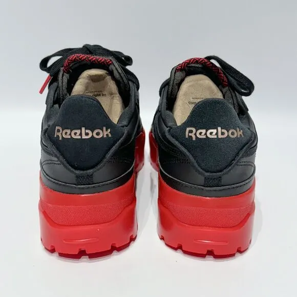 NWOB Reebok Cardi B Club C Black Red Leather Chunky Sneakers Women's Size 8.5