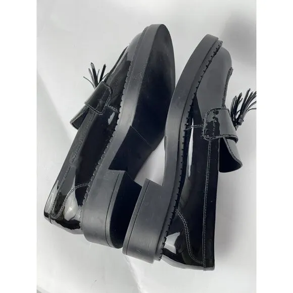 NWOB Seychelles Women's Patent Leather Tassel Loafers - Black - Size 9