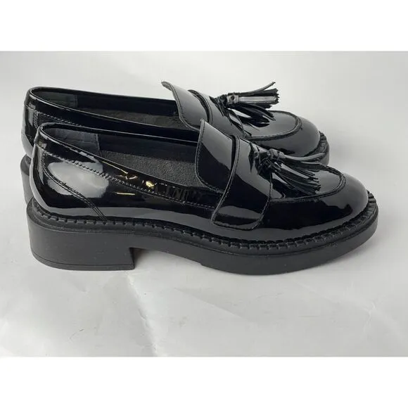 NWOB Seychelles Women's Patent Leather Tassel Loafers - Black - Size 9