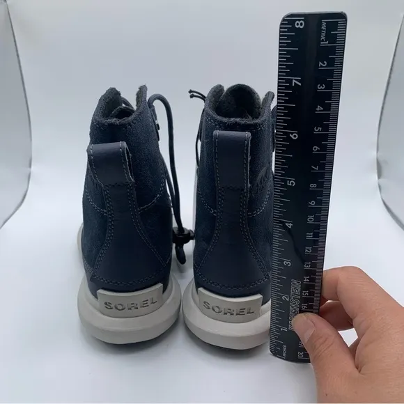 NWOB Sorel Kids Explorer Cozy toddler blue &amp; grey snow boots size 8 NEW 1083