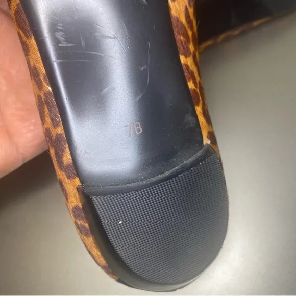 NWOB Talbots Leopard Print Calf Hair Pointed Toe Loafers - Size 7B