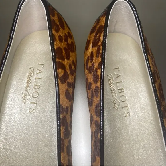 NWOB Talbots Leopard Print Calf Hair Pointed Toe Loafers - Size 7B
