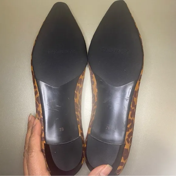 NWOB Talbots Leopard Print Calf Hair Pointed Toe Loafers - Size 7B