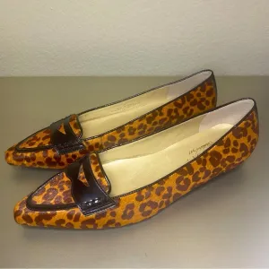 NWOB Talbots Leopard Print Calf Hair Pointed Toe Loafers - Size 7B