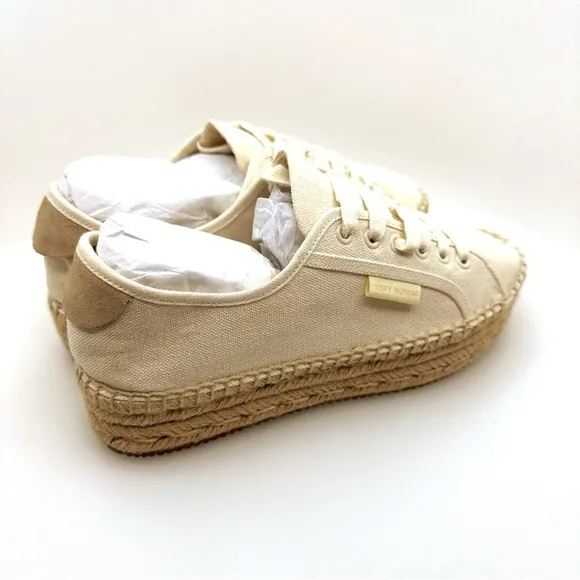 NWOB Tory Burch Seaside Oxford Espadrilles Shoes Vintage Cream Sz 7