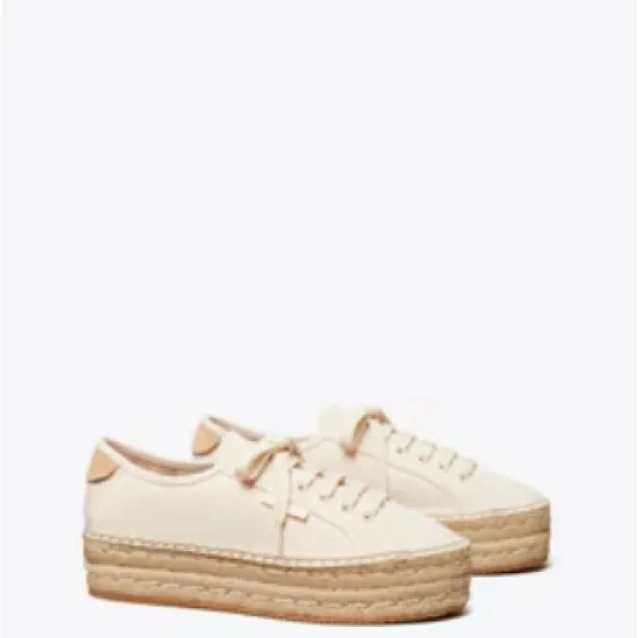 NWOB Tory Burch Seaside Oxford Espadrilles Shoes Vintage Cream Sz 7