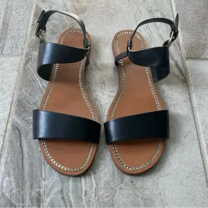 NWOB Vince Camuto Black Strappy Leather Sandals, Size 10M Women.