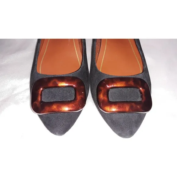 NWOB Vionic Black AMANDA Ballet Flats with Acryllic Tortoise Buckle 6