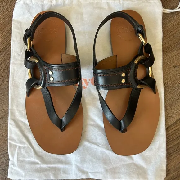 NWOT, Chloe Demi flat sling back thong sandals, 36 (5/6)