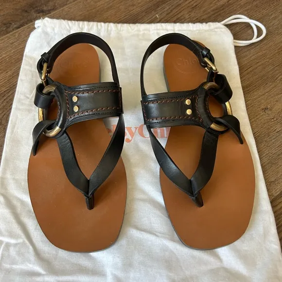 NWOT, Chloe Demi flat sling back thong sandals, 36 (5/6)