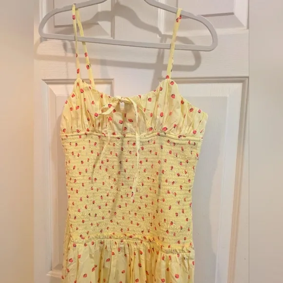 NWOT Free People Lavender🪻Haze Smocked Midi Dress In Strawberry 🍓 Combo, M