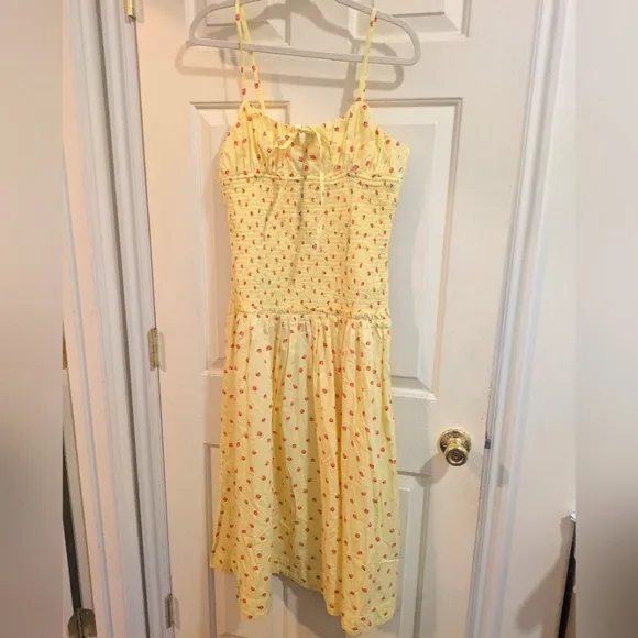 NWOT Free People Lavender🪻Haze Smocked Midi Dress In Strawberry 🍓 Combo, M