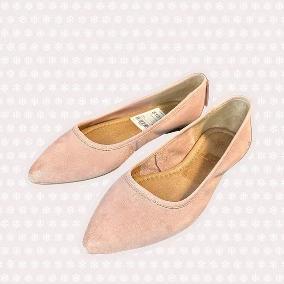 NWOT Frye ‘Regina’ Leather Pointed-Toe Ballet Flats in Blush Pink Size 5.5