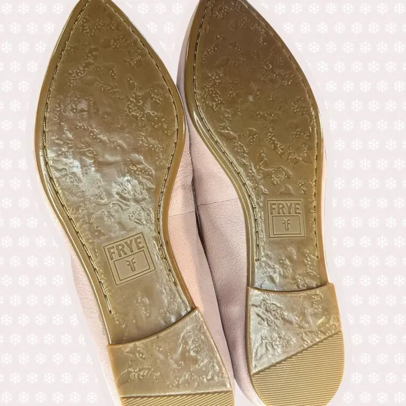 NWOT Frye ‘Regina’ Leather Pointed-Toe Ballet Flats in Blush Pink Size 5.5