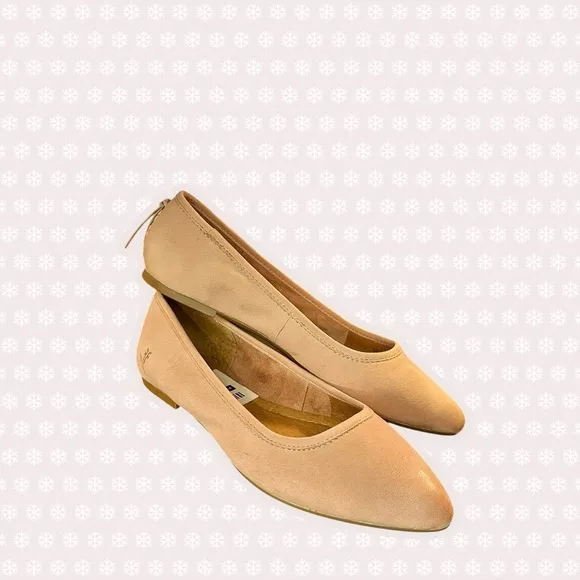 NWOT Frye ‘Regina’ Leather Pointed-Toe Ballet Flats in Blush Pink Size 5.5