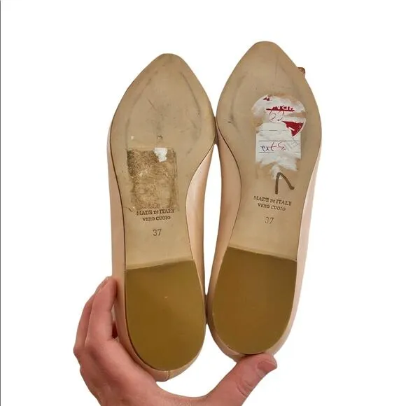 NWOT Italo Balestri Blush Pink Pointed Toe Butterfly Bead Tulle Ballet Flats 37