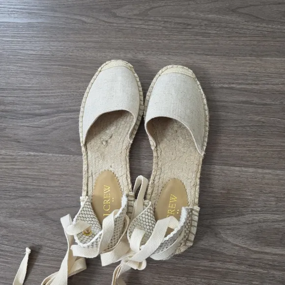 NWOT J.Crew Factory D'Orsay Lace-Up Espadrille Flats, Size 8