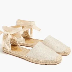 NWOT J.Crew Factory D'Orsay Lace-Up Espadrille Flats, Size 8