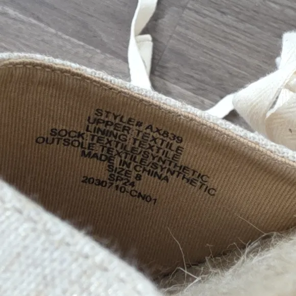 NWOT J.Crew Factory D'Orsay Lace-Up Espadrille Flats, Size 8