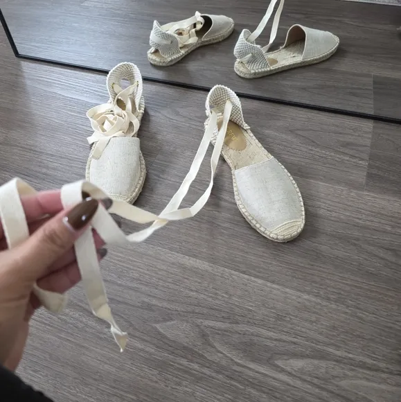 NWOT J.Crew Factory D'Orsay Lace-Up Espadrille Flats, Size 8