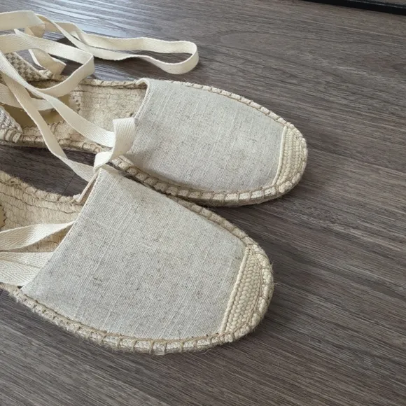 NWOT J.Crew Factory D'Orsay Lace-Up Espadrille Flats, Size 8