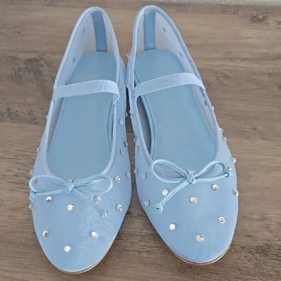 NWOT Jeffrey Campbell Mary Jane Ballet Flats Clear Blue Size 10