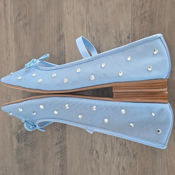 NWOT Jeffrey Campbell Mary Jane Ballet Flats Clear Blue Size 10