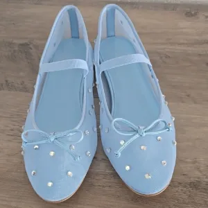 NWOT Jeffrey Campbell Mary Jane Ballet Flats Clear Blue Size 10