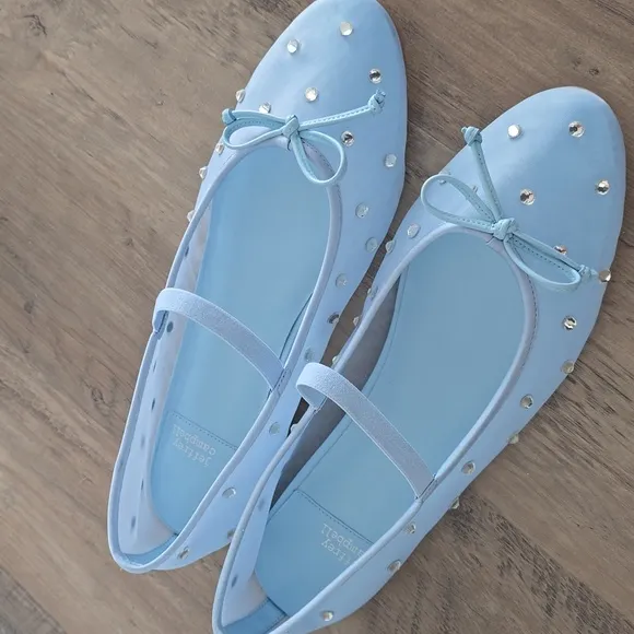 NWOT Jeffrey Campbell Mary Jane Ballet Flats Clear Blue Size 10