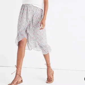 NWOT Madewell Ruffle-Wrap Midi Skirt/Shadowpetal