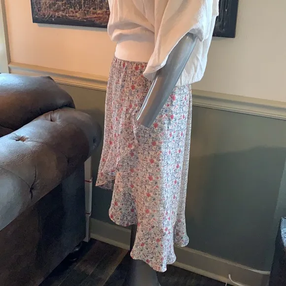 NWOT Madewell Ruffle-Wrap Midi Skirt/Shadowpetal