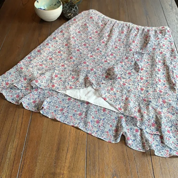 NWOT Madewell Ruffle-Wrap Midi Skirt/Shadowpetal