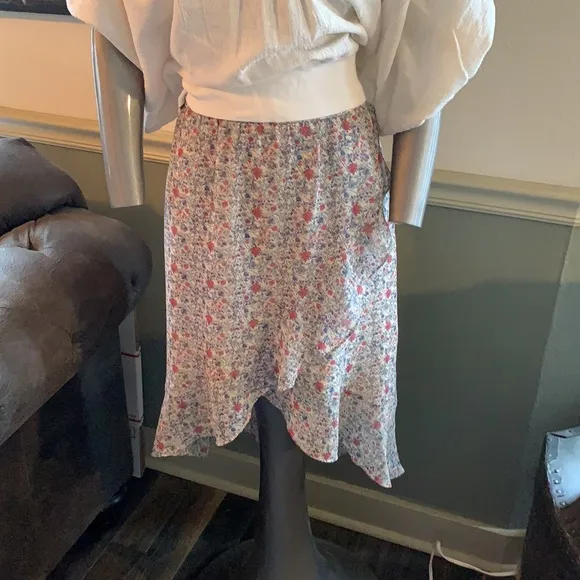 NWOT Madewell Ruffle-Wrap Midi Skirt/Shadowpetal