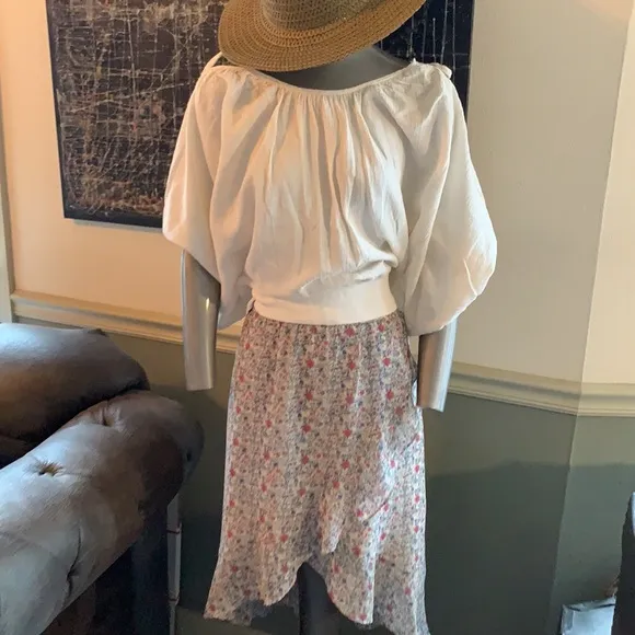 NWOT Madewell Ruffle-Wrap Midi Skirt/Shadowpetal