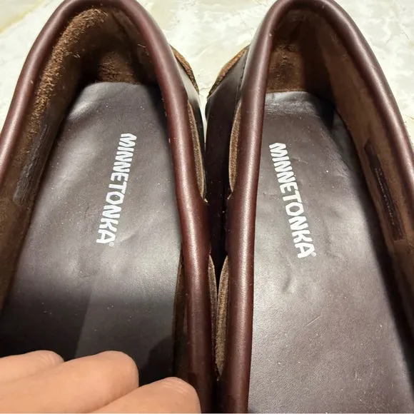 NWOT Minnetonka Men's Classic Driver Leather Loafers Dark Brown Size 11