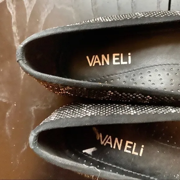 NWOT Vaneli Studded Black Pointed Toe Ballet Flats