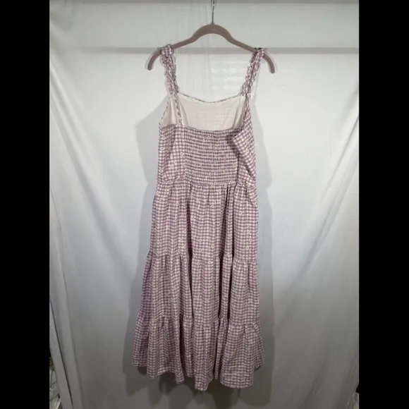 NWT $129 City Chic [ 16W S/16 ]  Victoria Tiered Gingham Sundress Lavender‎