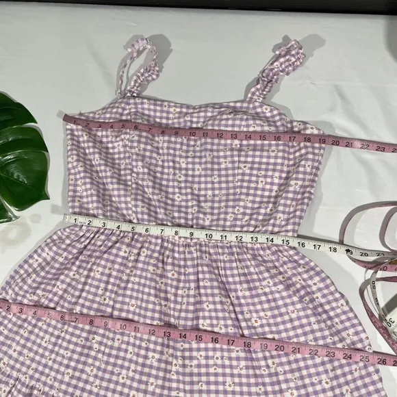 NWT $129 City Chic [ 16W S/16 ]  Victoria Tiered Gingham Sundress Lavender‎