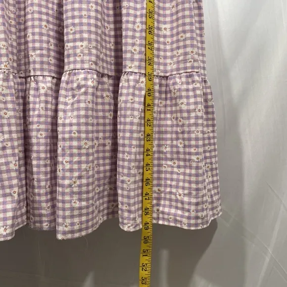 NWT $129 City Chic [ 16W S/16 ]  Victoria Tiered Gingham Sundress Lavender‎