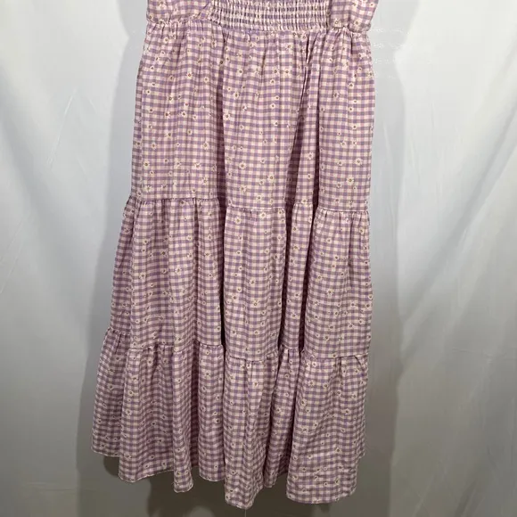 NWT $129 City Chic [ 16W S/16 ]  Victoria Tiered Gingham Sundress Lavender‎
